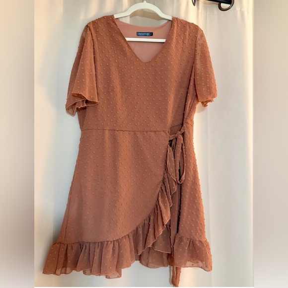 Tan Ruffle Mini Dress - Picture 3 of 3